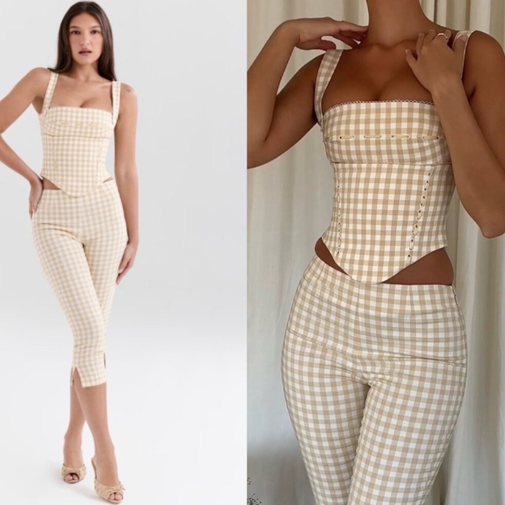 House of CB 'Lottie' Gingerbread Gingham Top NWOT